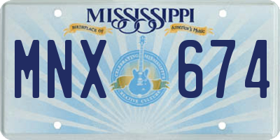 MS license plate MNX674