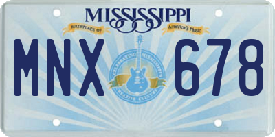 MS license plate MNX678