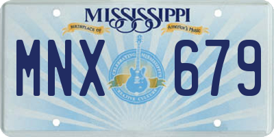 MS license plate MNX679