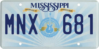 MS license plate MNX681