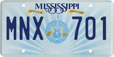 MS license plate MNX701