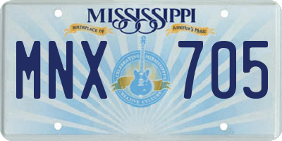 MS license plate MNX705