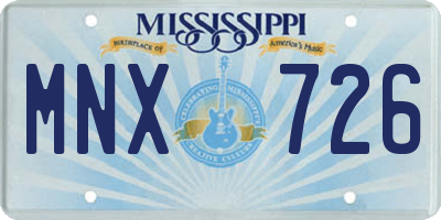 MS license plate MNX726