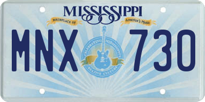 MS license plate MNX730