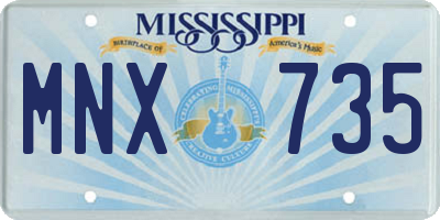 MS license plate MNX735