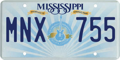 MS license plate MNX755