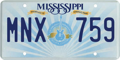 MS license plate MNX759