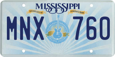 MS license plate MNX760