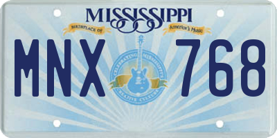 MS license plate MNX768