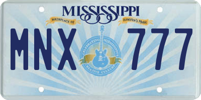 MS license plate MNX777