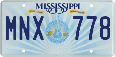 MS license plate MNX778