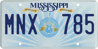 MS license plate MNX785