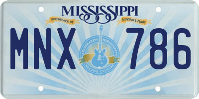MS license plate MNX786