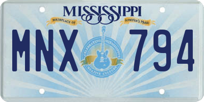 MS license plate MNX794