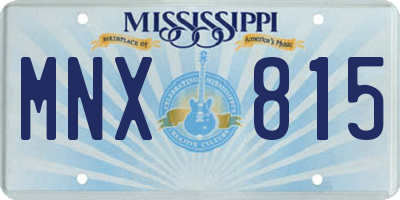 MS license plate MNX815