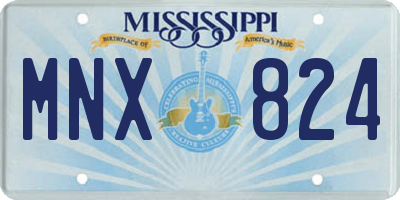 MS license plate MNX824