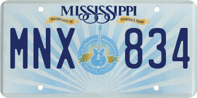 MS license plate MNX834