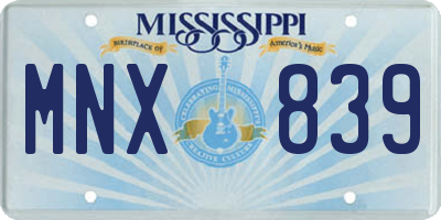 MS license plate MNX839