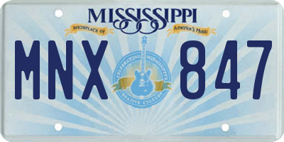 MS license plate MNX847