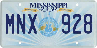 MS license plate MNX928