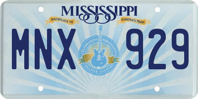 MS license plate MNX929