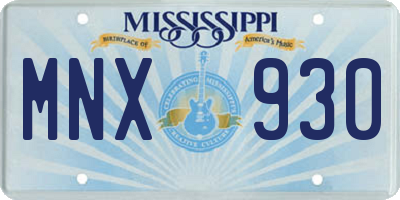 MS license plate MNX930