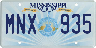 MS license plate MNX935
