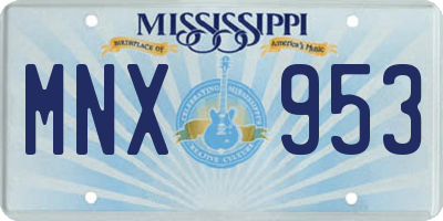 MS license plate MNX953