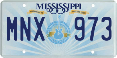 MS license plate MNX973