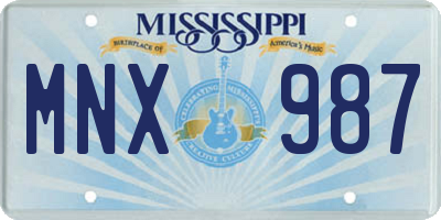 MS license plate MNX987