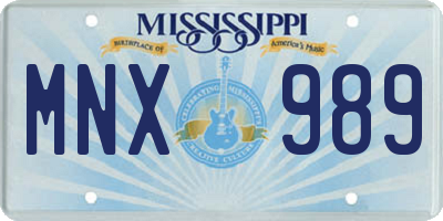MS license plate MNX989