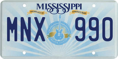 MS license plate MNX990