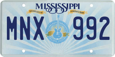 MS license plate MNX992