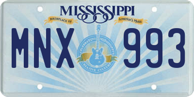MS license plate MNX993
