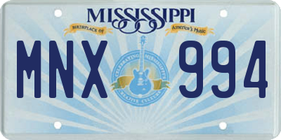 MS license plate MNX994