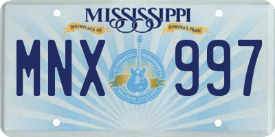 MS license plate MNX997