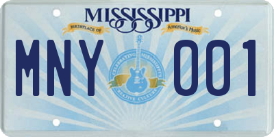 MS license plate MNY001