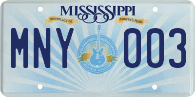 MS license plate MNY003