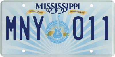 MS license plate MNY011