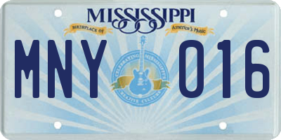 MS license plate MNY016