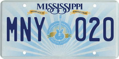 MS license plate MNY020