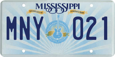 MS license plate MNY021