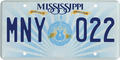 MS license plate MNY022