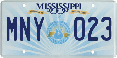 MS license plate MNY023