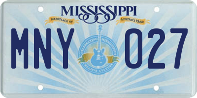 MS license plate MNY027