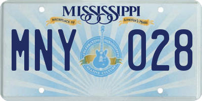 MS license plate MNY028