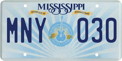 MS license plate MNY030