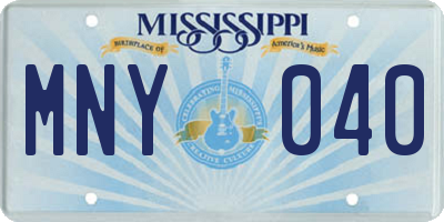 MS license plate MNY040