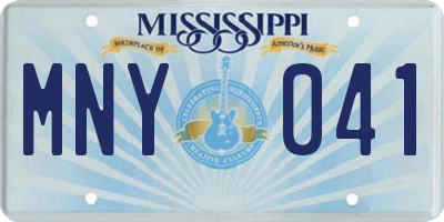 MS license plate MNY041