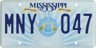 MS license plate MNY047